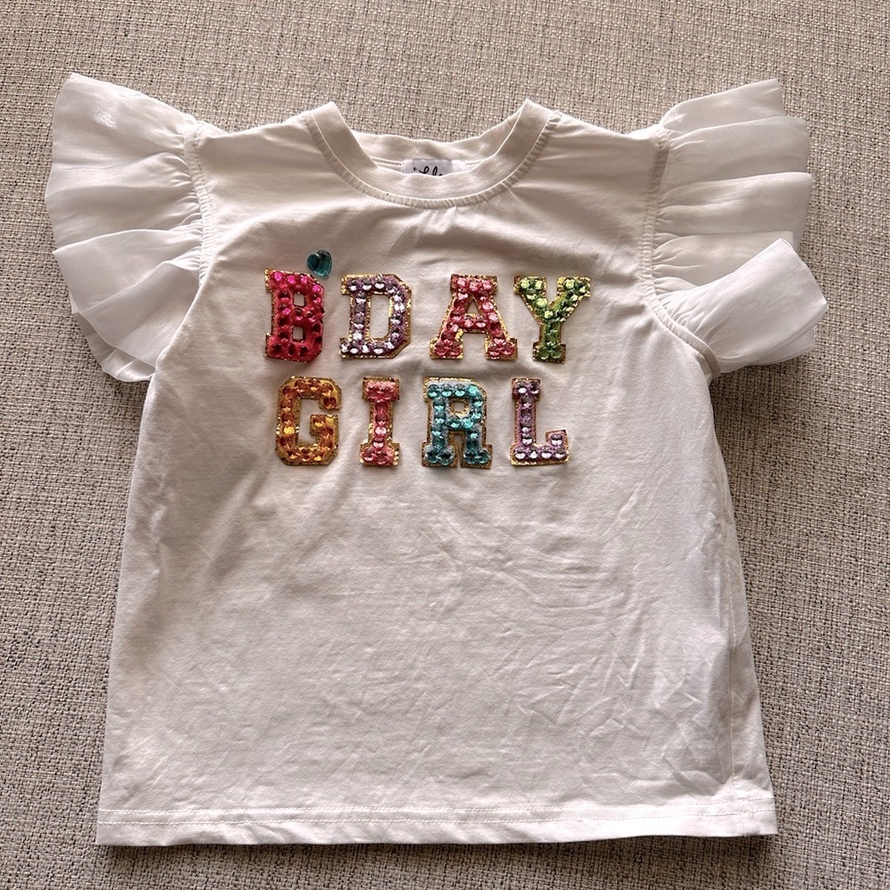 Lola + the boys Kids White 'B Day Girl' Shirt